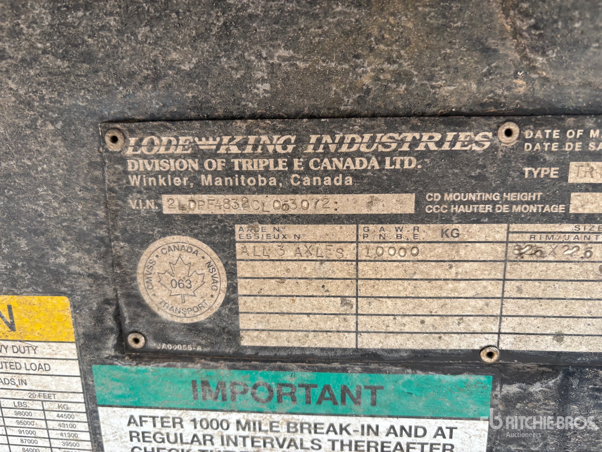 General Appearance with Serial Number / VIN