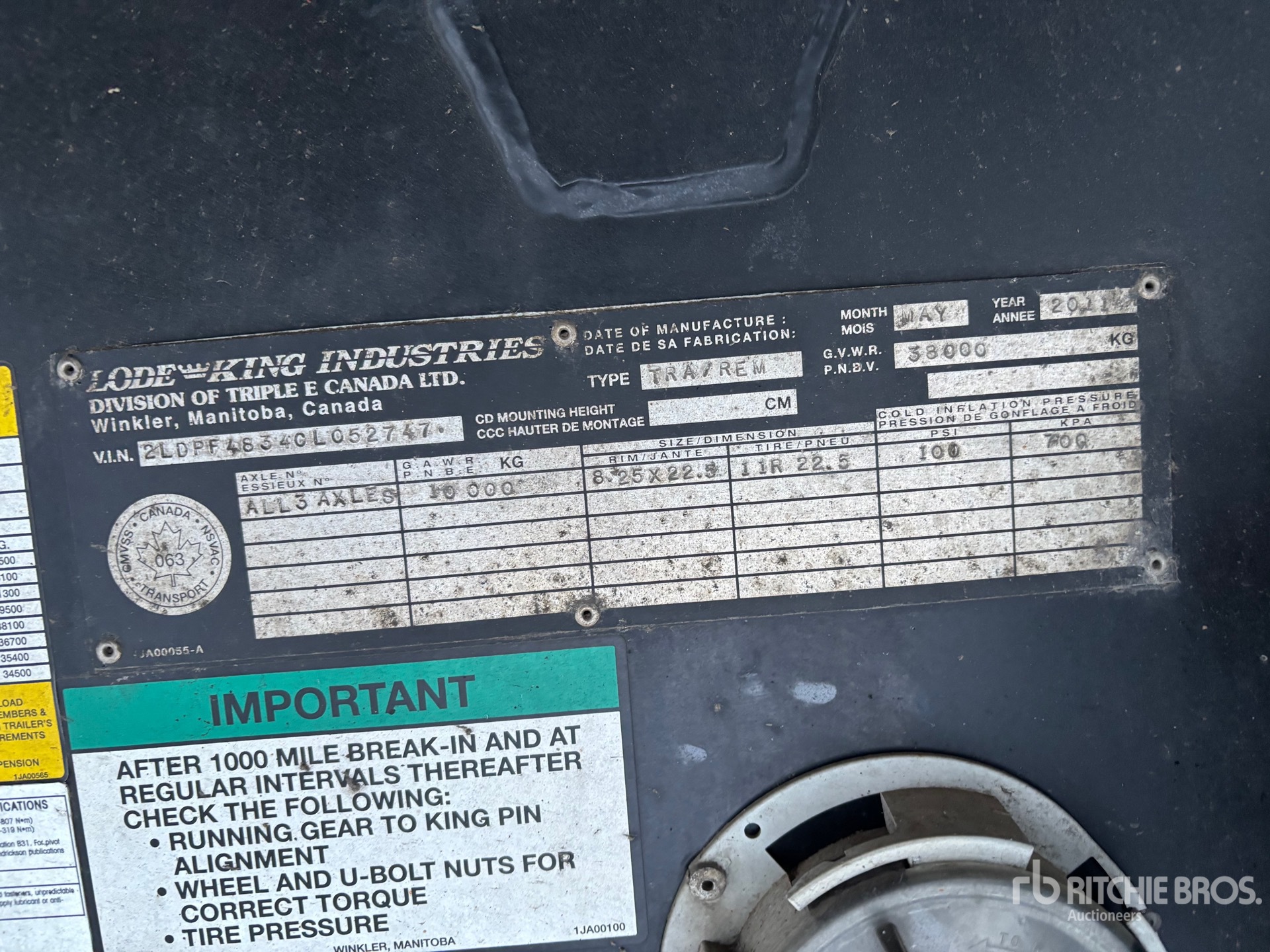 General Appearance with Serial Number / VIN