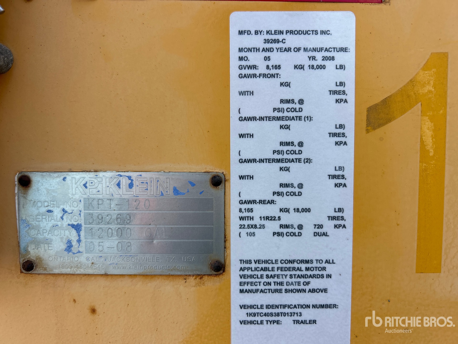 General Appearance with Serial Number / VIN