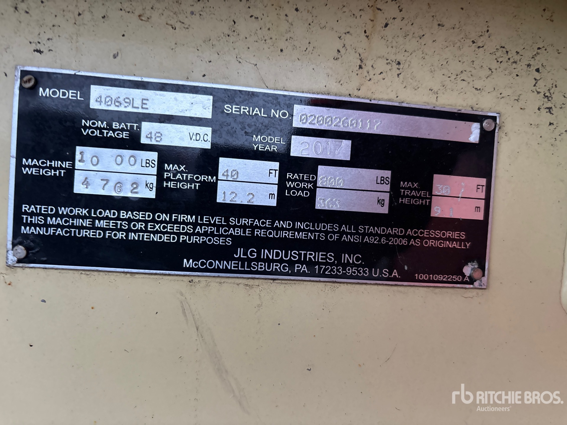 General Appearance with Serial Number / VIN