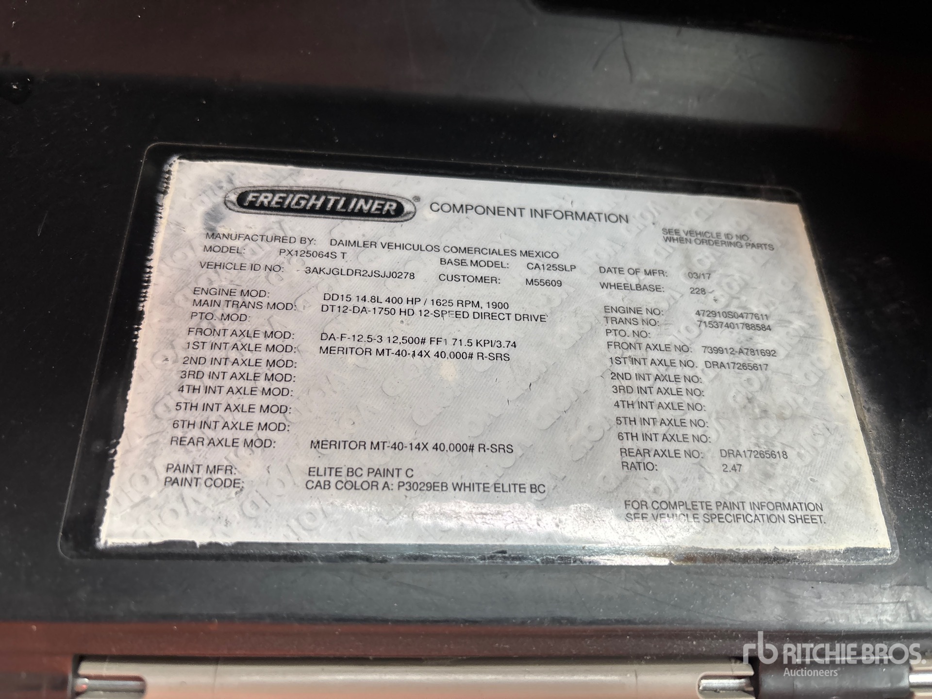 General Appearance with Serial Number / VIN