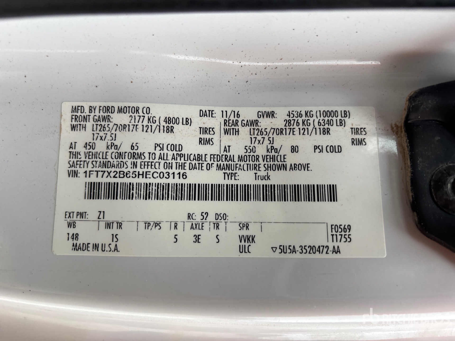 General Appearance with Serial Number / VIN