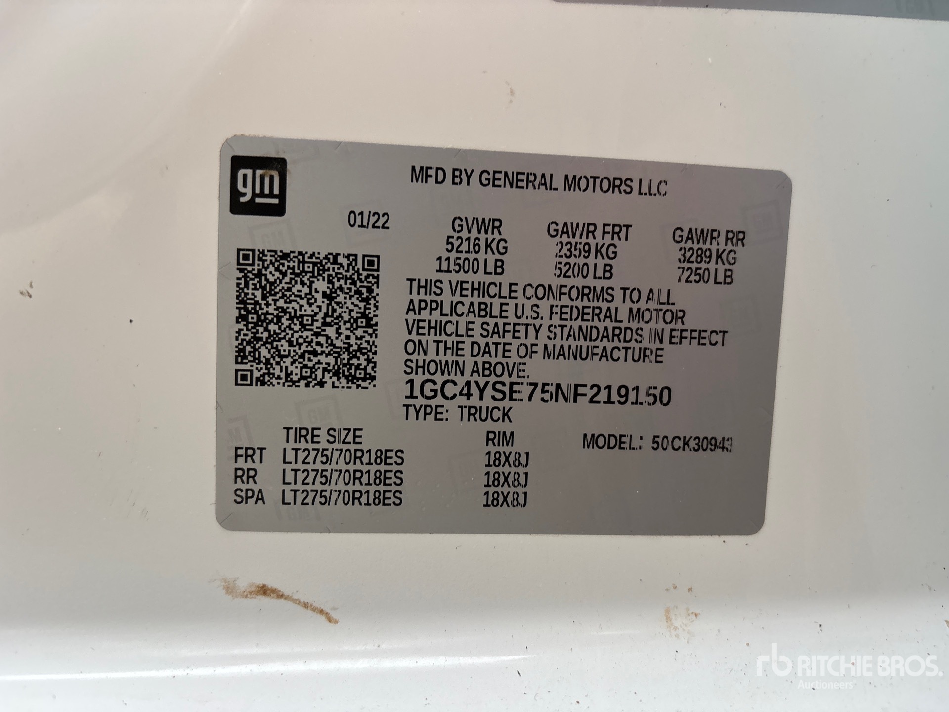 General Appearance with Serial Number / VIN