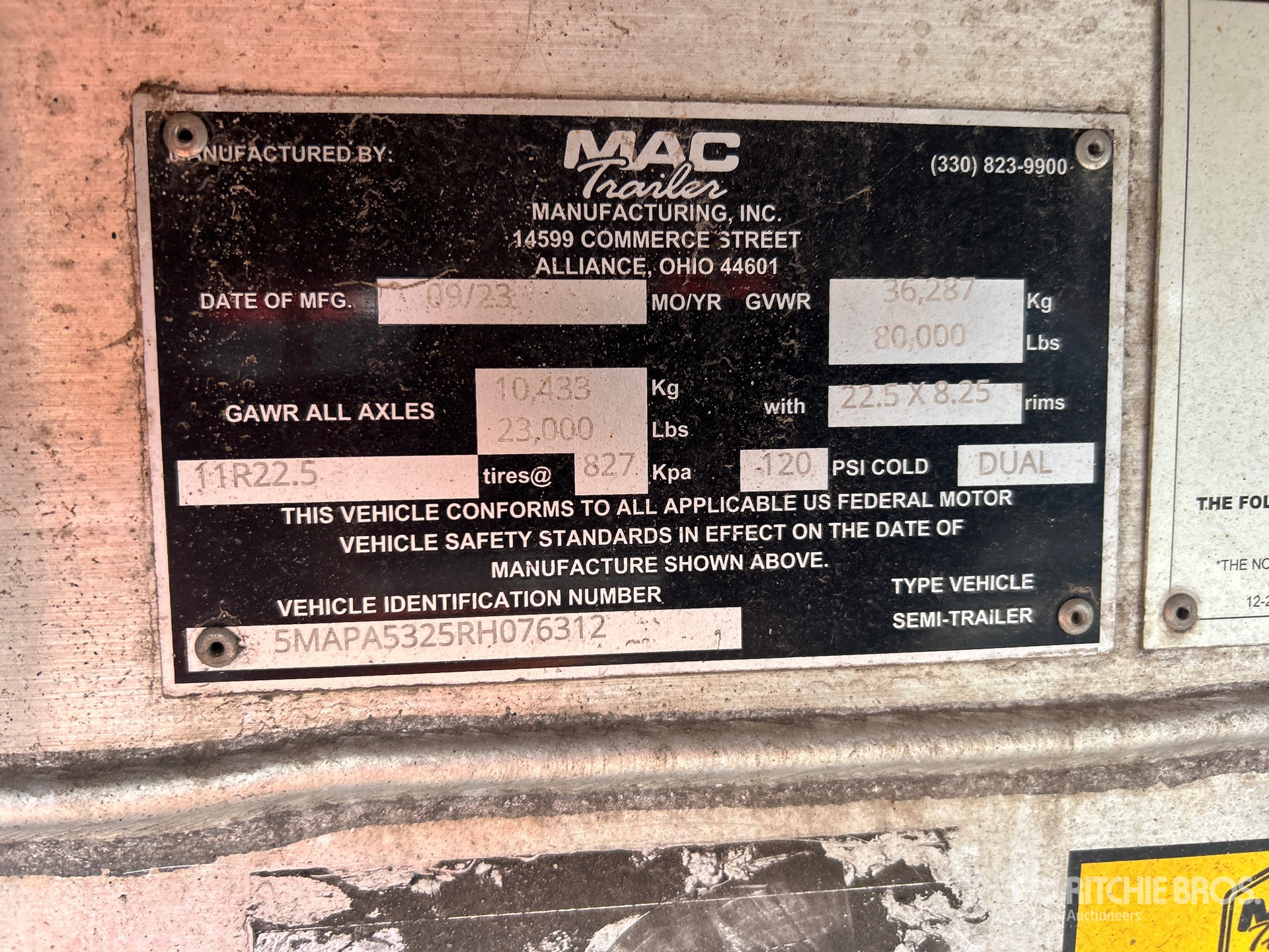 General Appearance with Serial Number / VIN