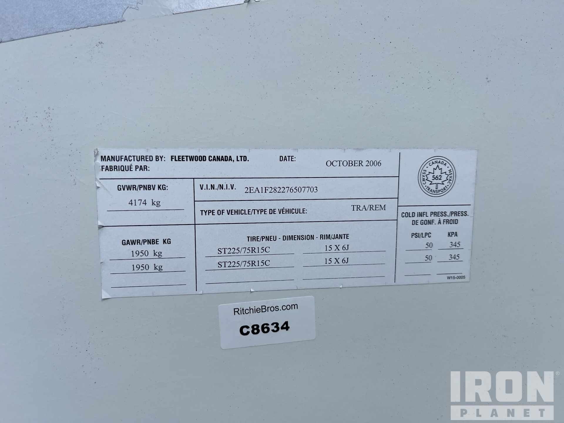 General Appearance with Serial Number / VIN