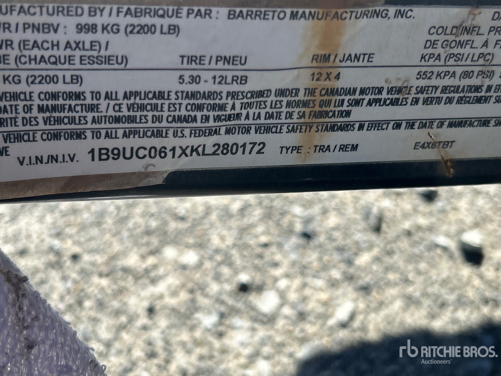 General Appearance with Serial Number / VIN