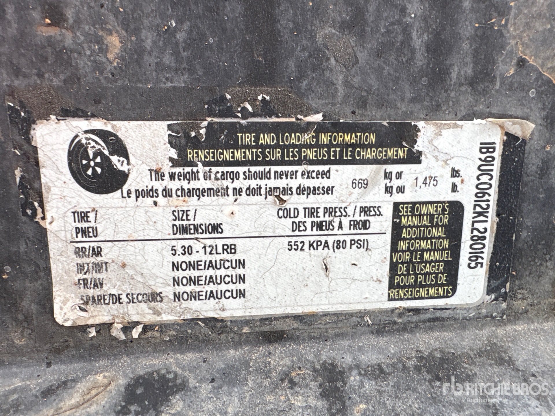 General Appearance with Serial Number / VIN