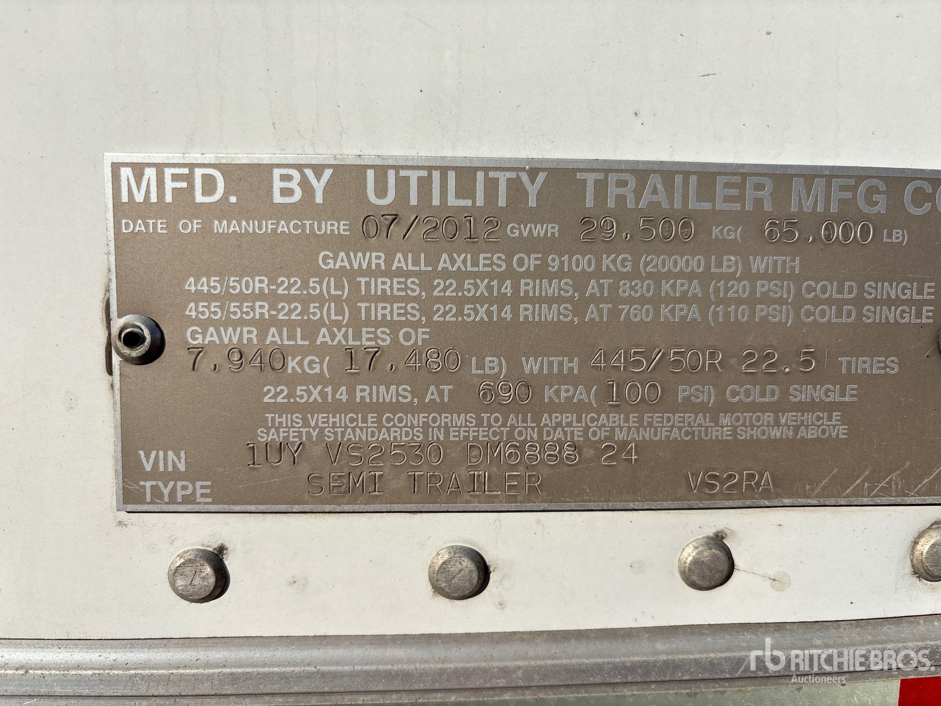 General Appearance with Serial Number / VIN