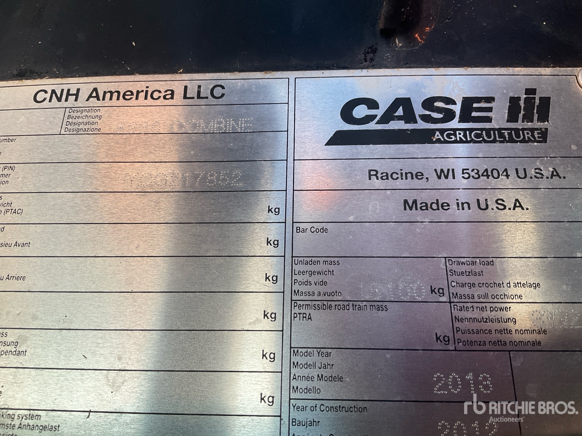 General Appearance with Serial Number / VIN