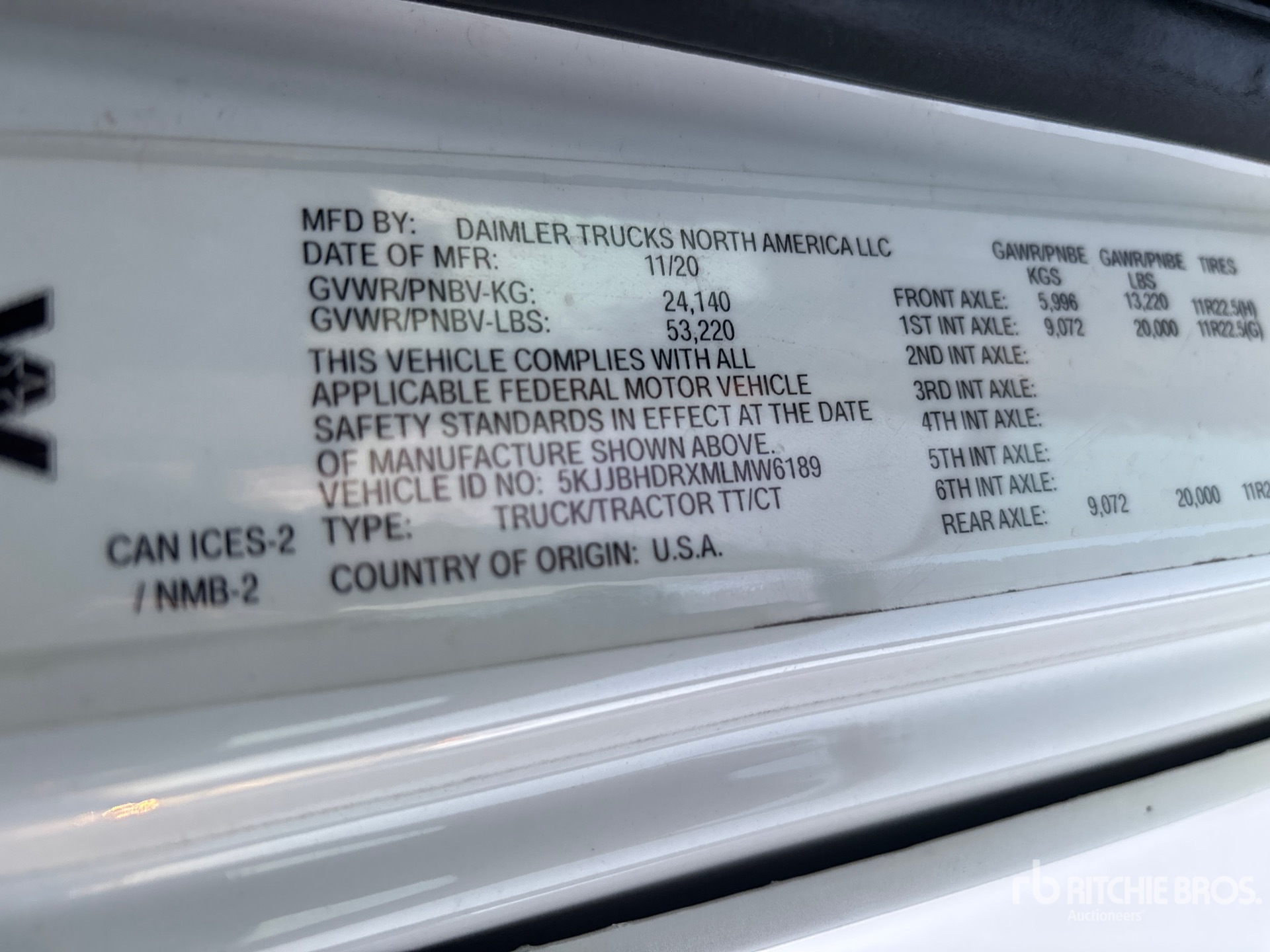 General Appearance with Serial Number / VIN