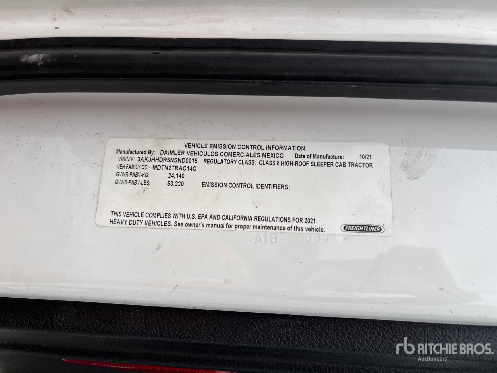 General Appearance with Serial Number / VIN