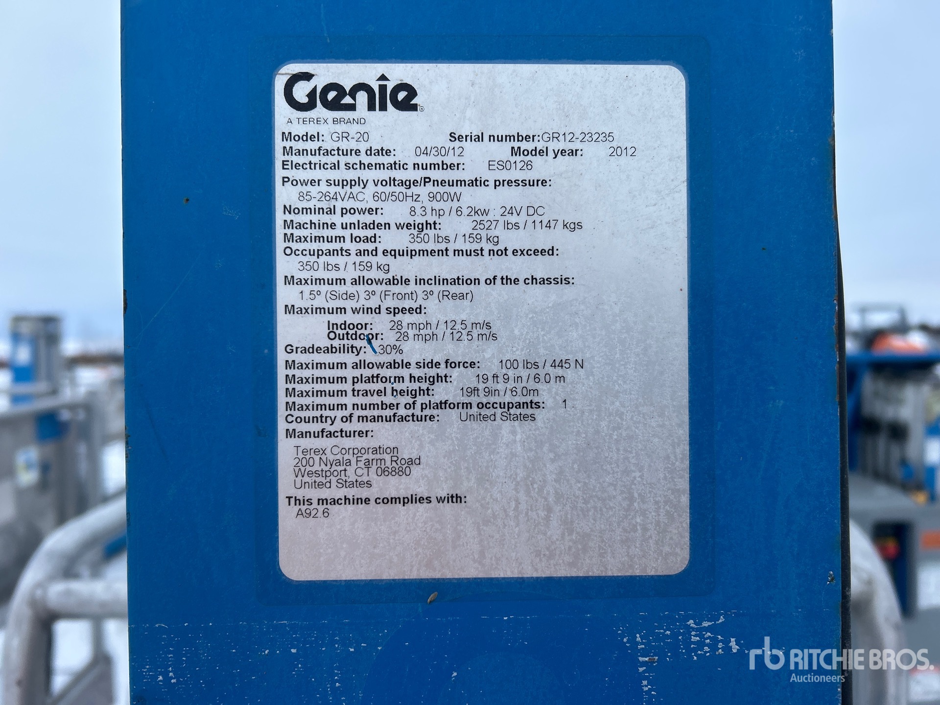 General Appearance with Serial Number / VIN