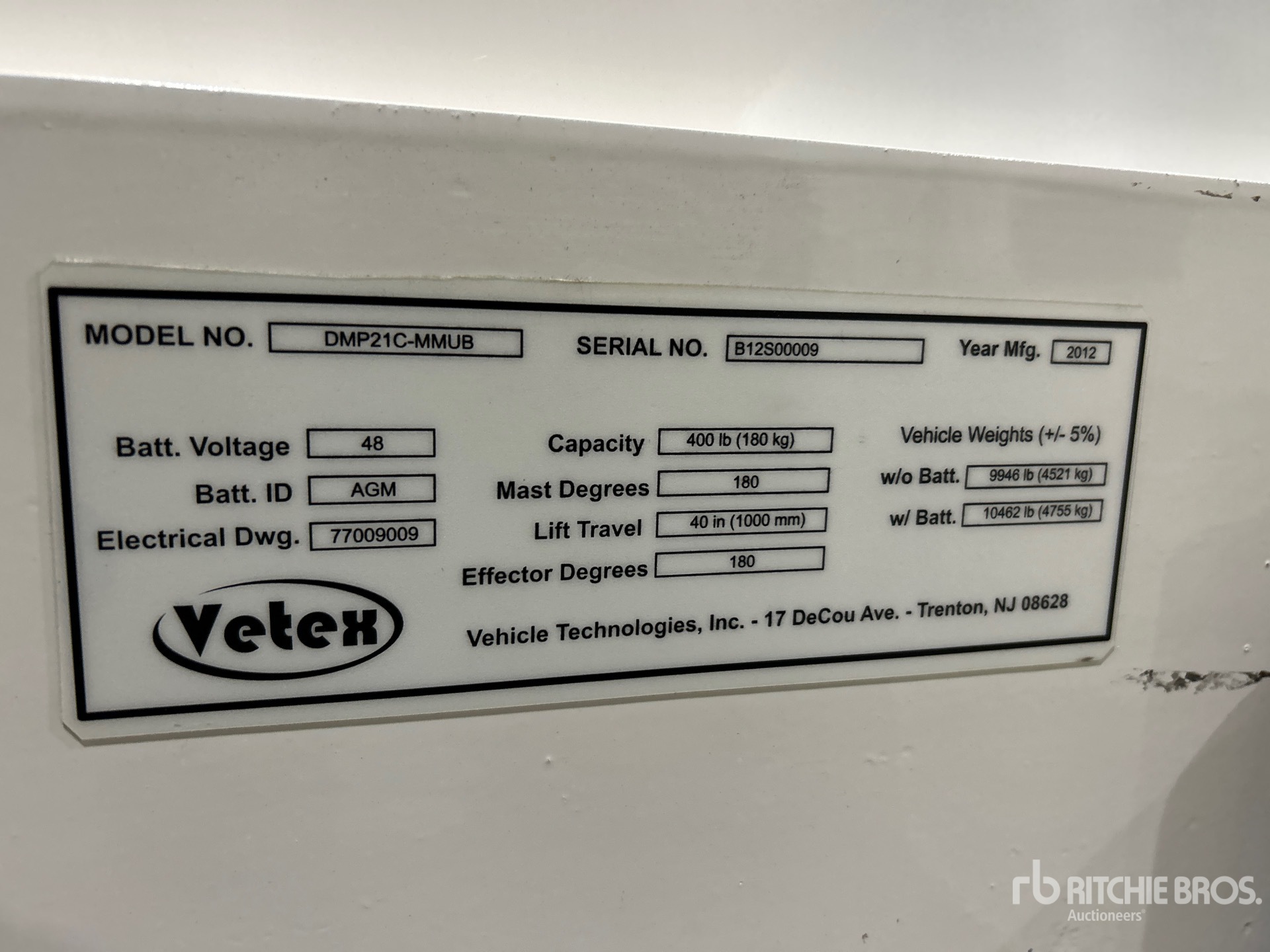 General Appearance with Serial Number / VIN