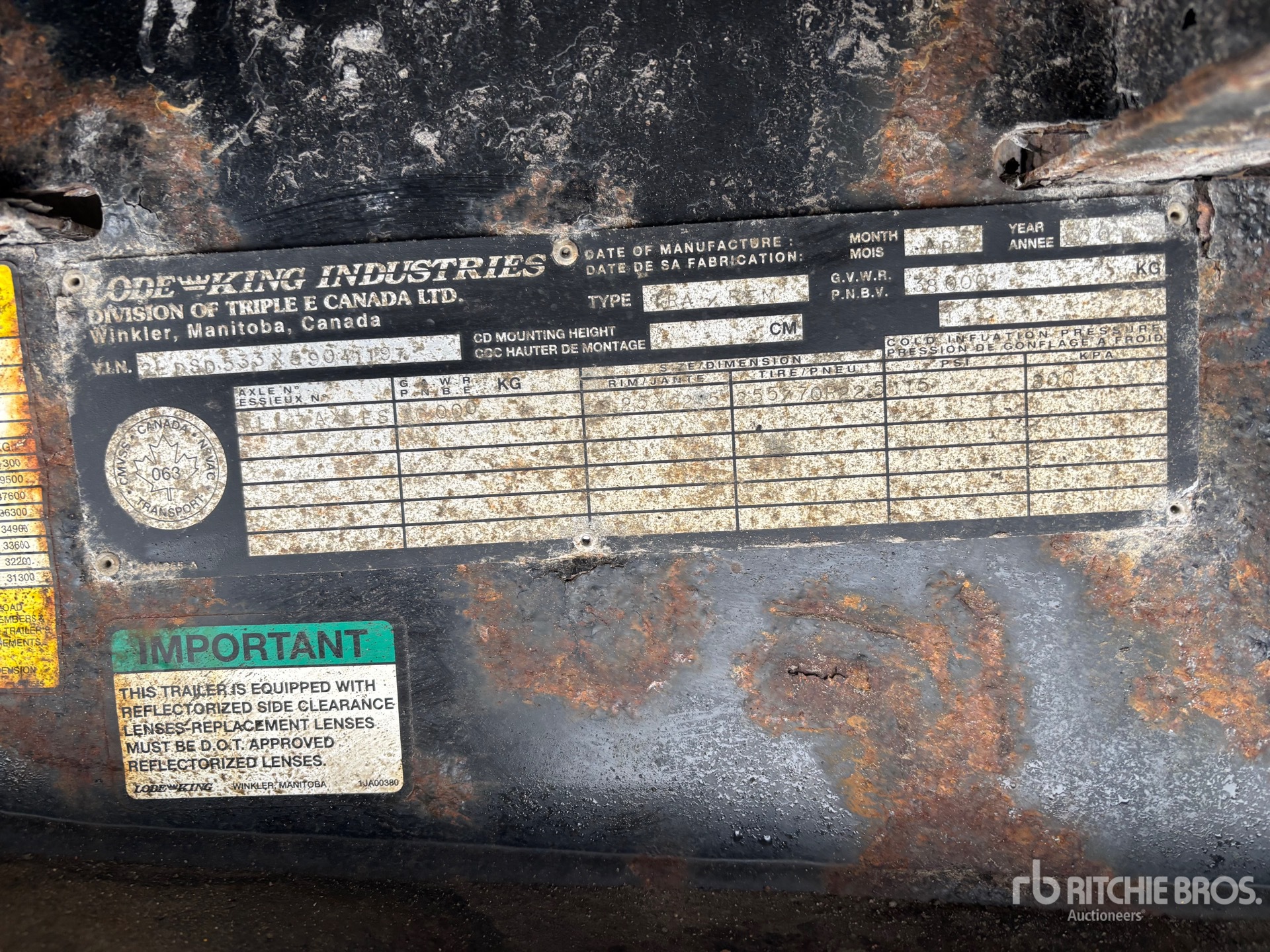 General Appearance with Serial Number / VIN