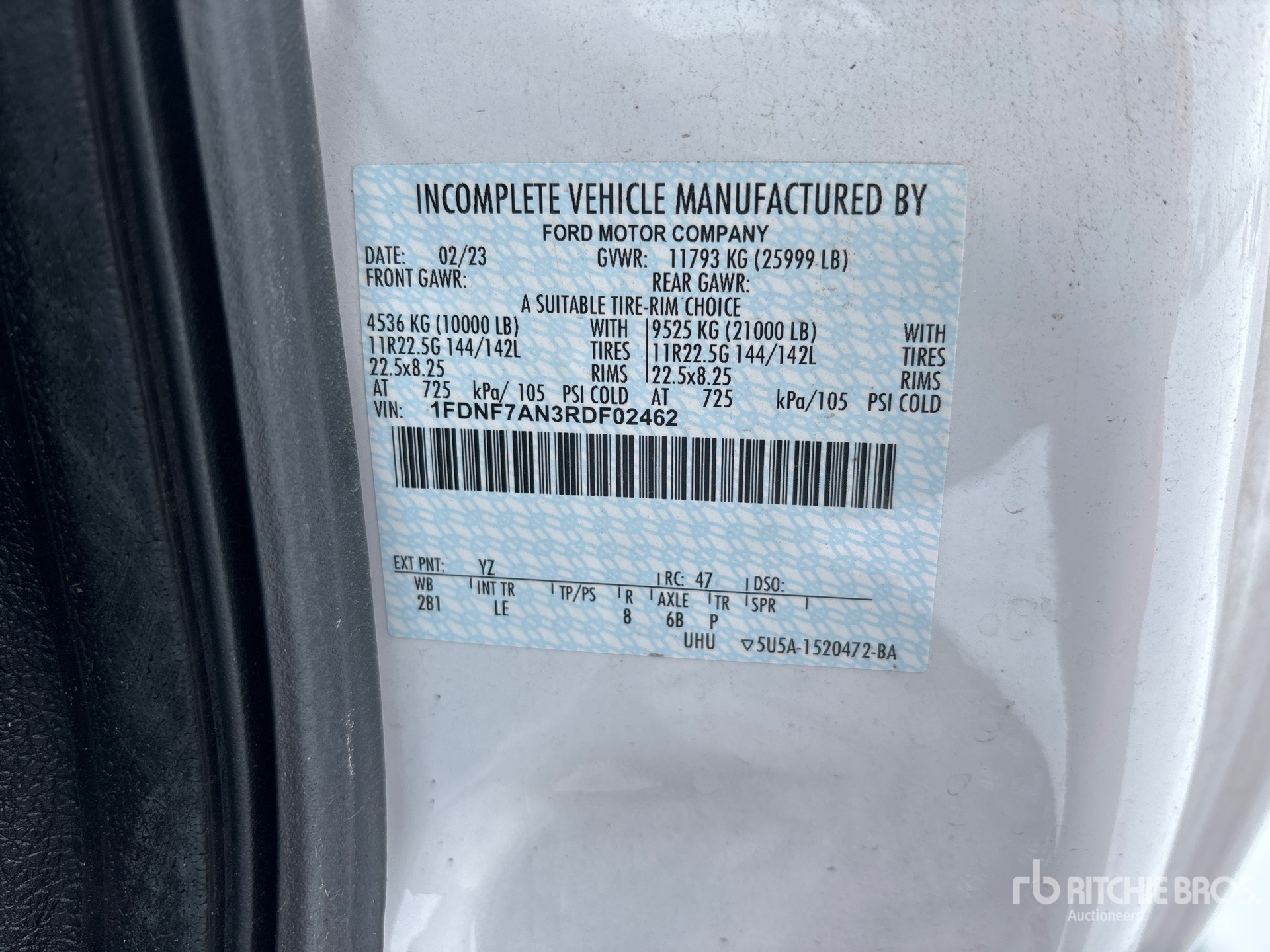 General Appearance with Serial Number / VIN