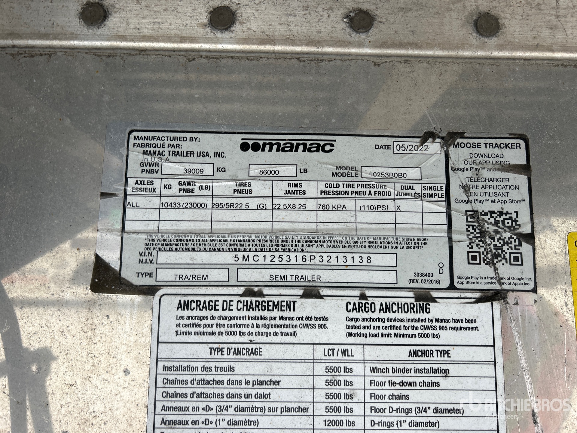 General Appearance with Serial Number / VIN