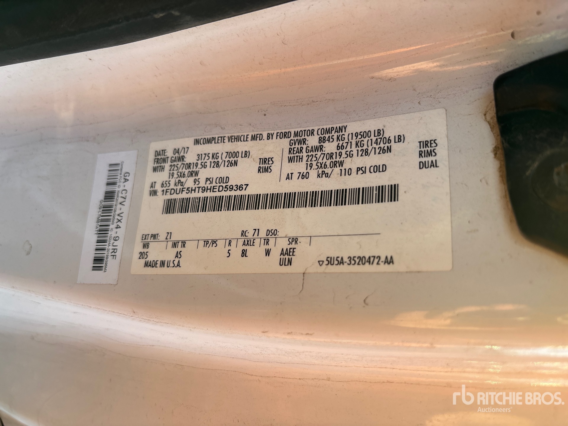 General Appearance with Serial Number / VIN