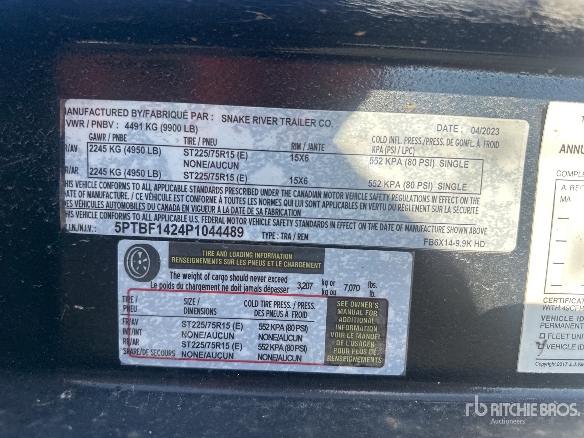 General Appearance with Serial Number / VIN