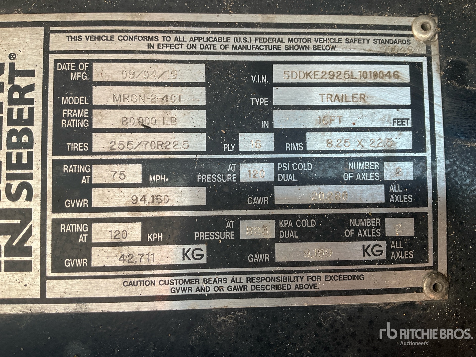 General Appearance with Serial Number / VIN