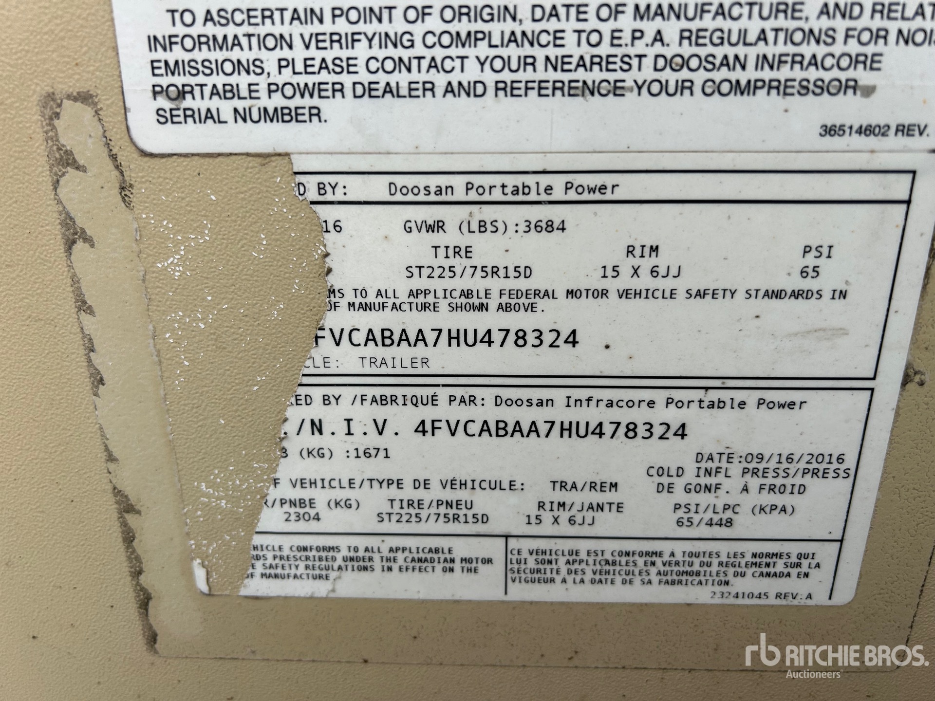 General Appearance with Serial Number / VIN