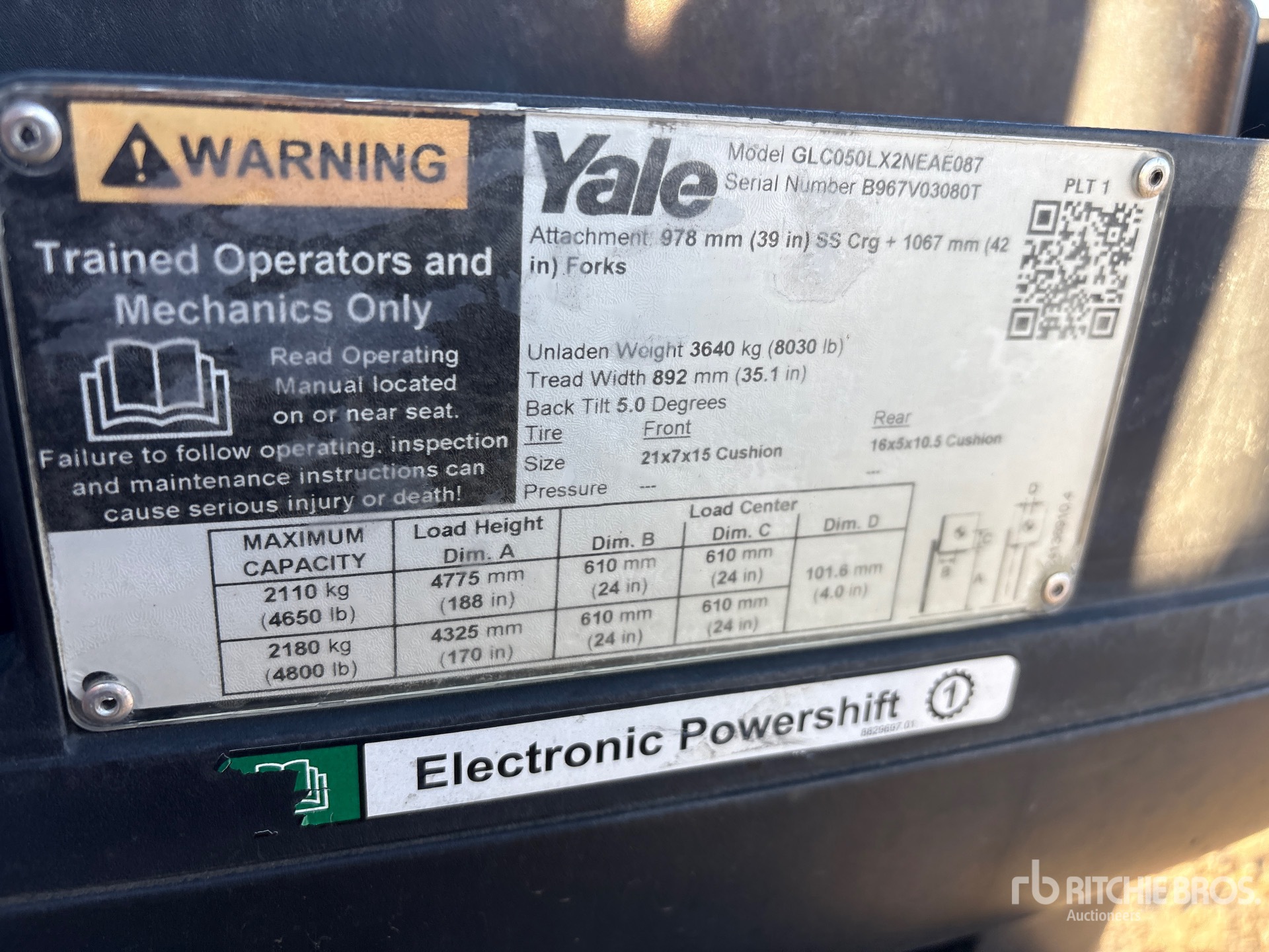 General Appearance with Serial Number / VIN