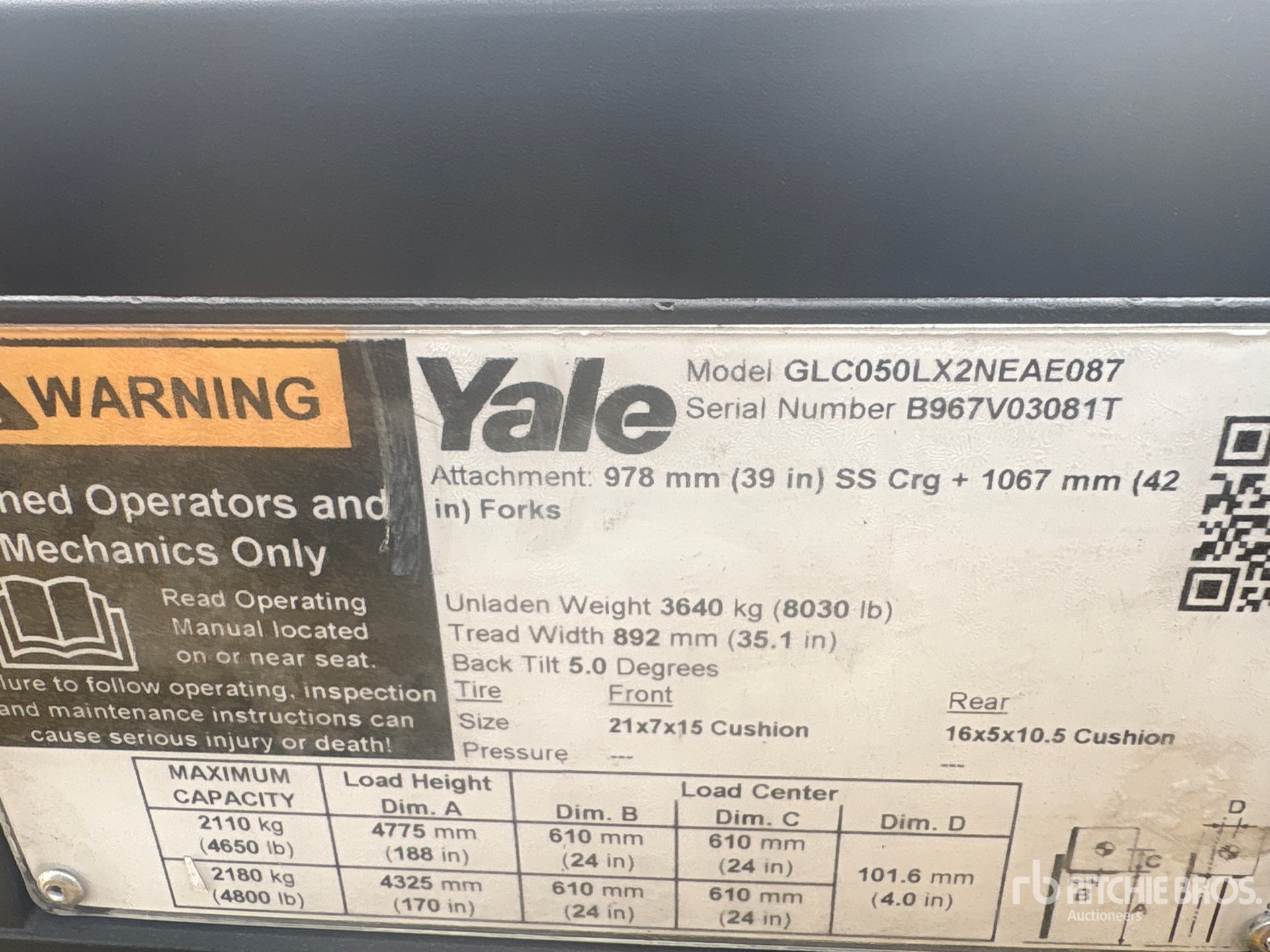 General Appearance with Serial Number / VIN