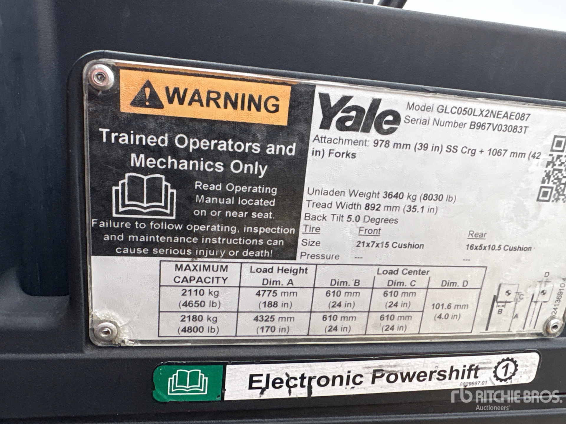 General Appearance with Serial Number / VIN