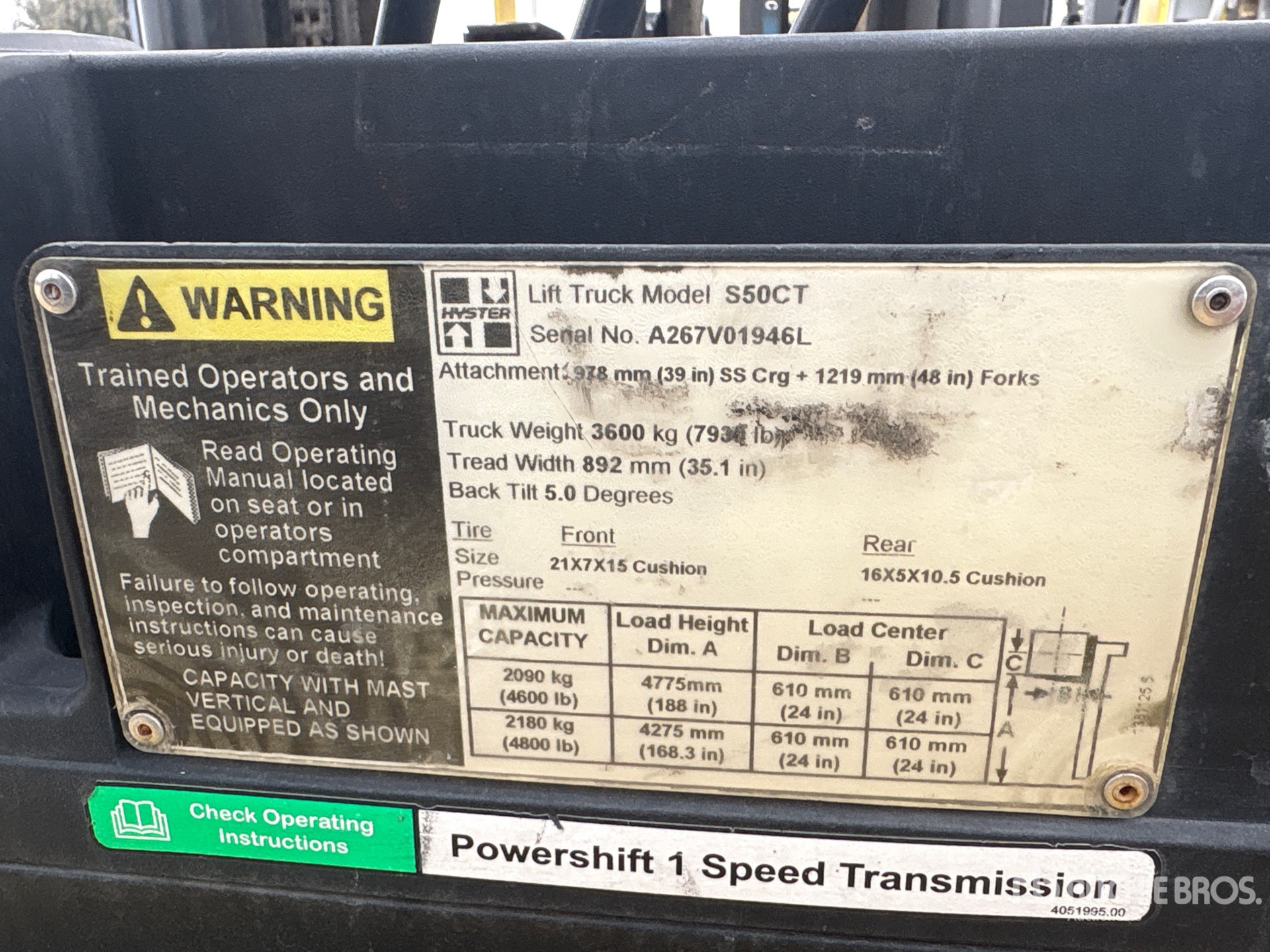 General Appearance with Serial Number / VIN