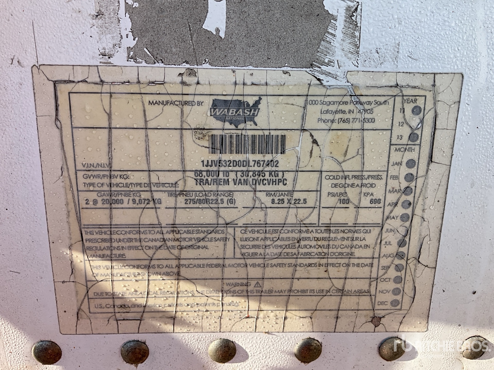 General Appearance with Serial Number / VIN