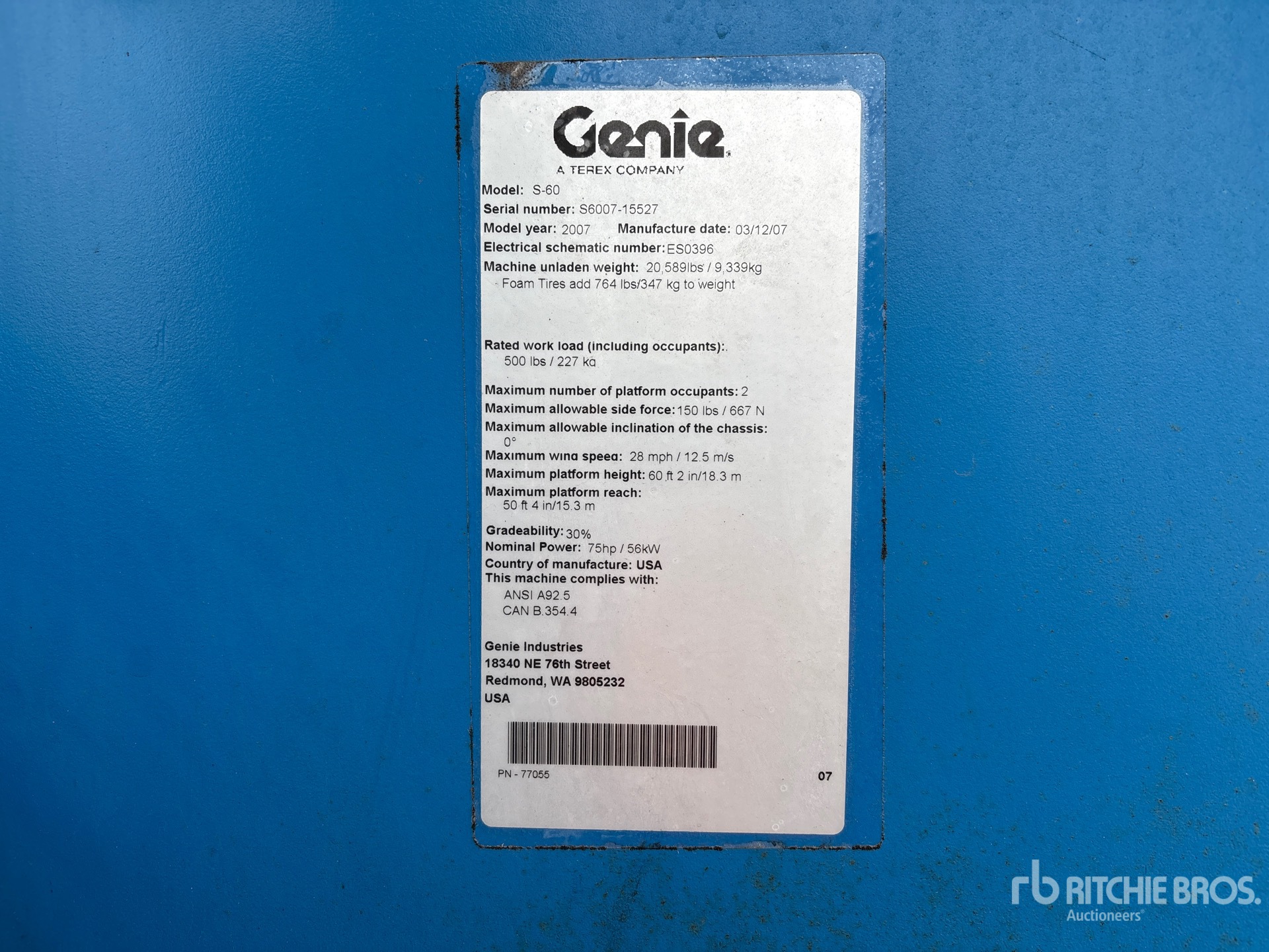 General Appearance with Serial Number / VIN