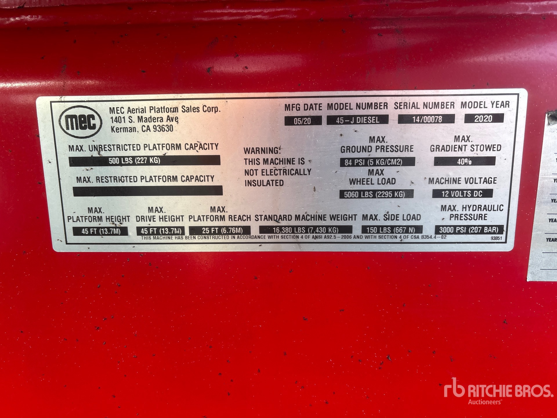 General Appearance with Serial Number / VIN