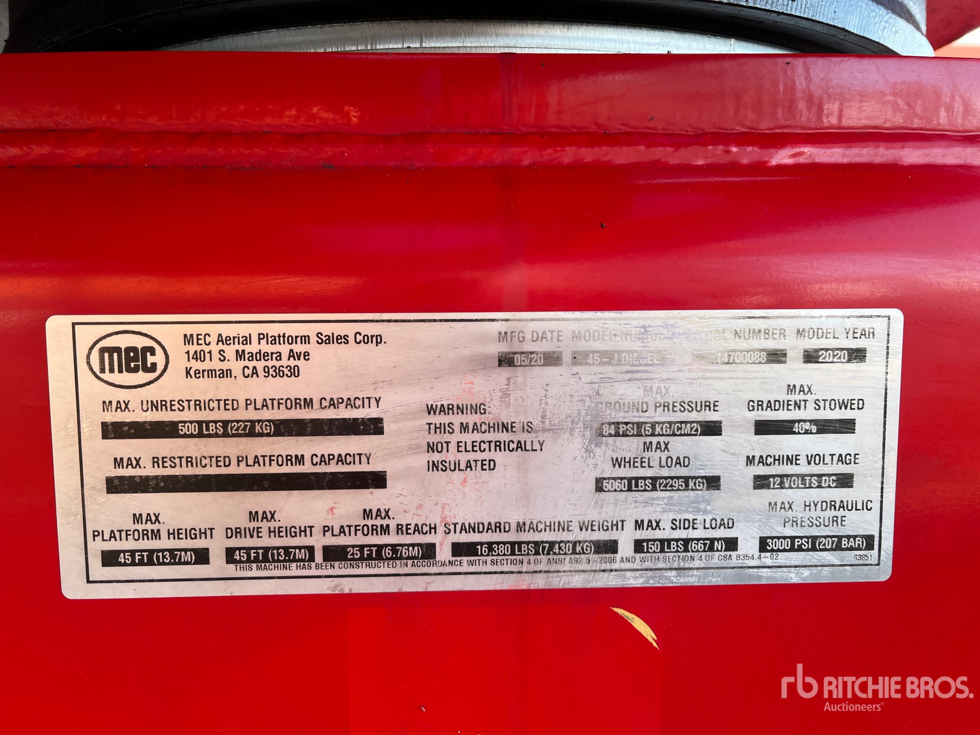 General Appearance with Serial Number / VIN