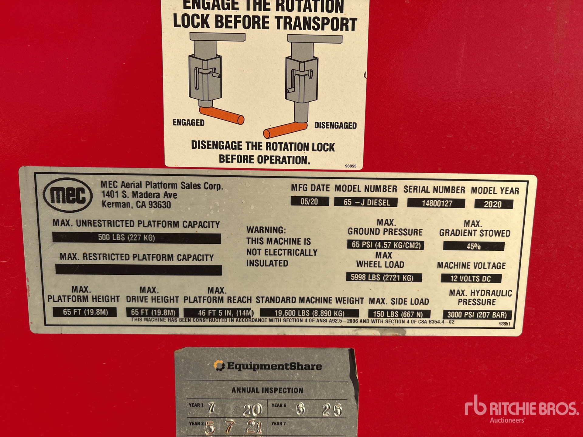 General Appearance with Serial Number / VIN