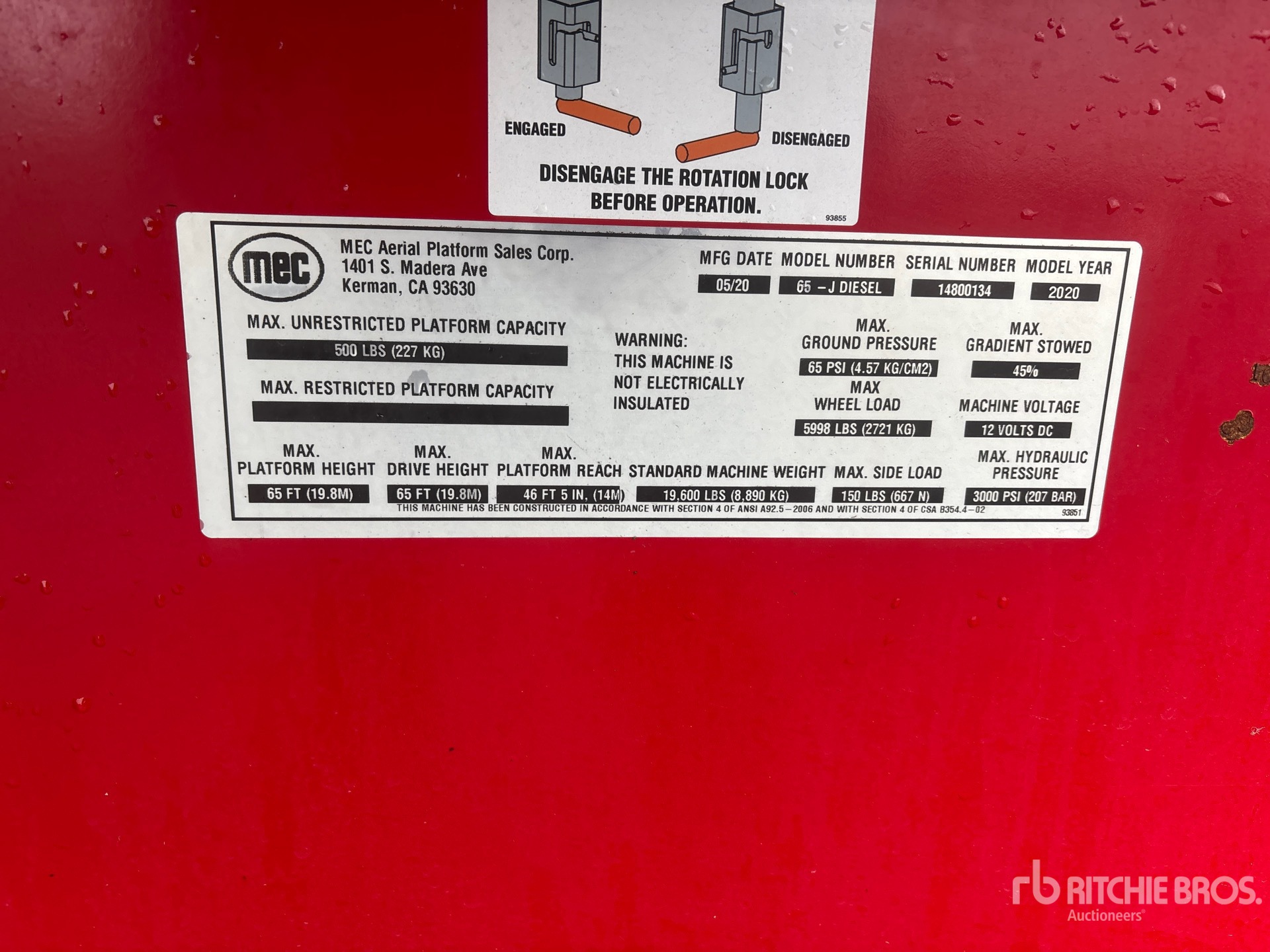 General Appearance with Serial Number / VIN