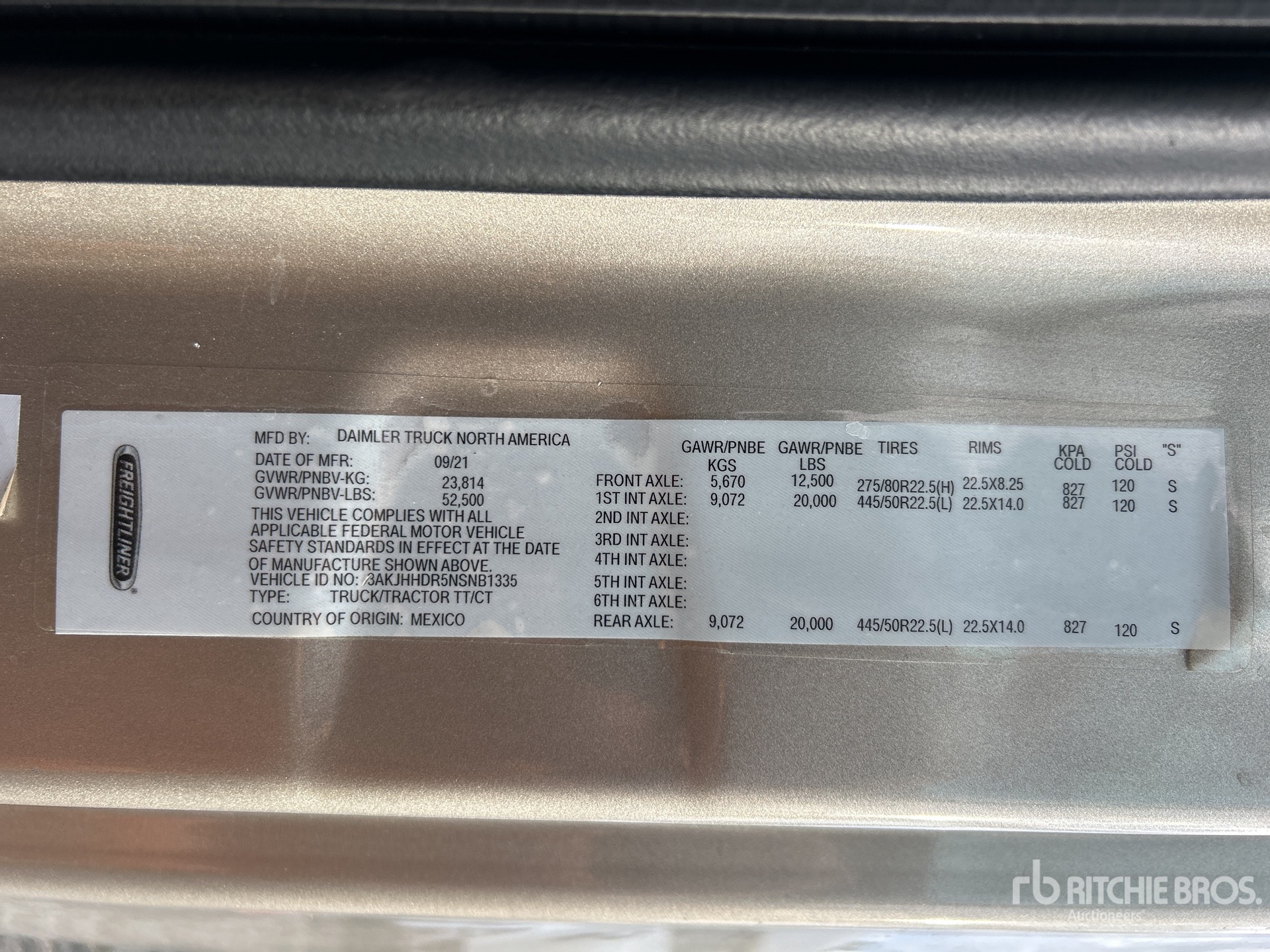 General Appearance with Serial Number / VIN