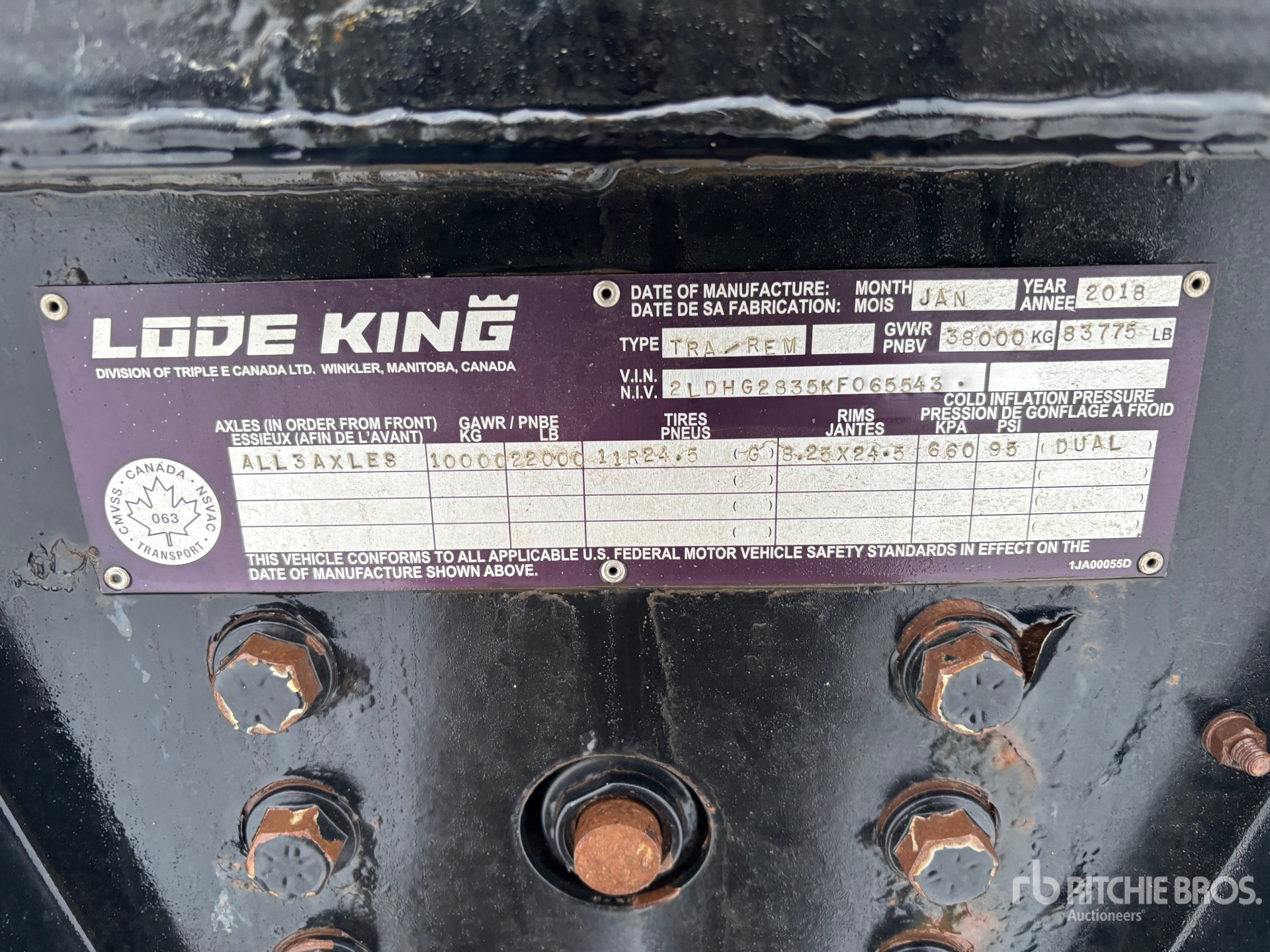 General Appearance with Serial Number / VIN