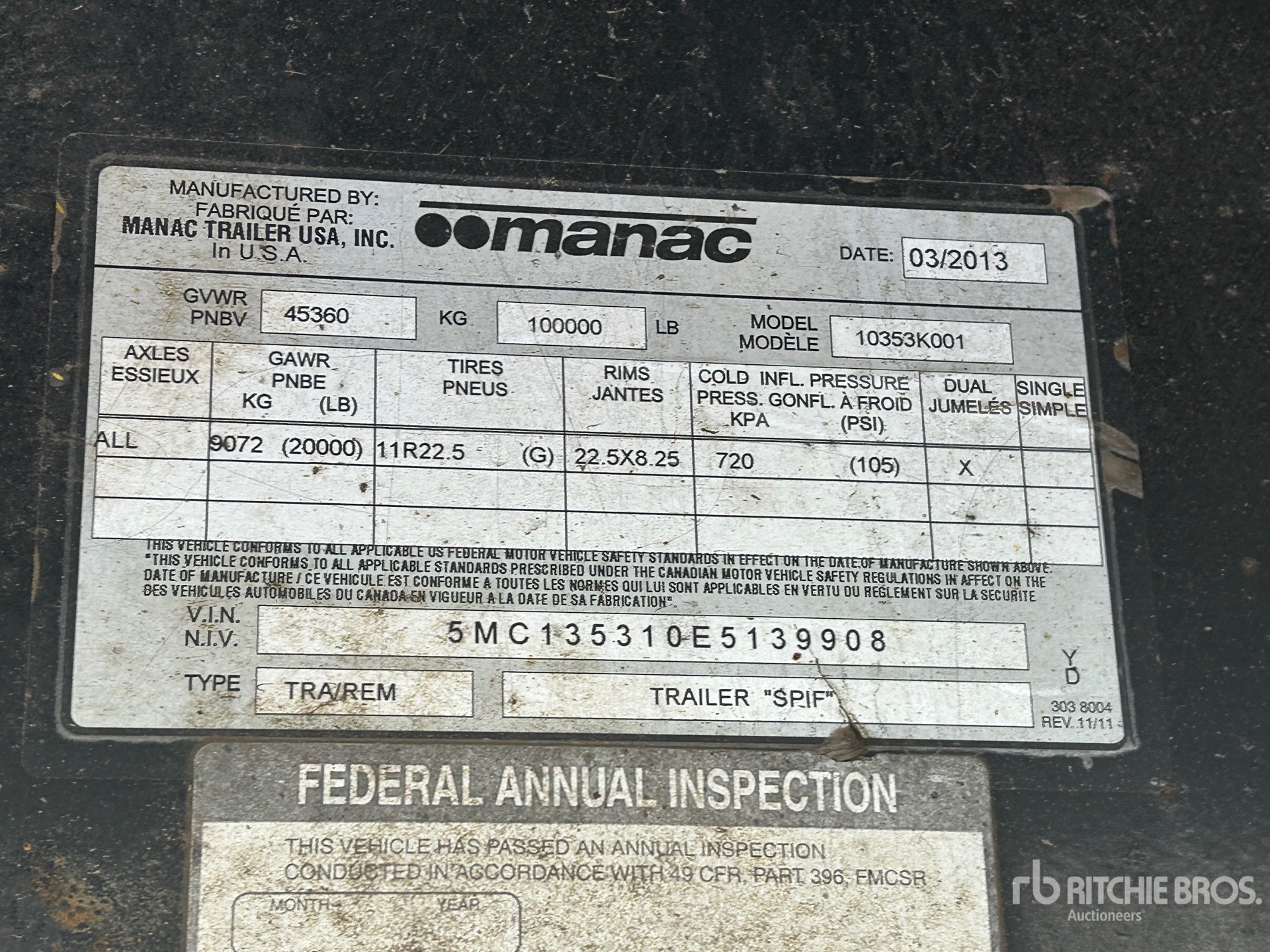 General Appearance with Serial Number / VIN