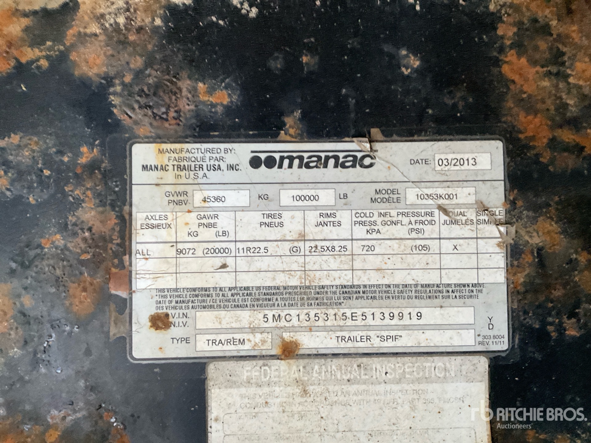 General Appearance with Serial Number / VIN