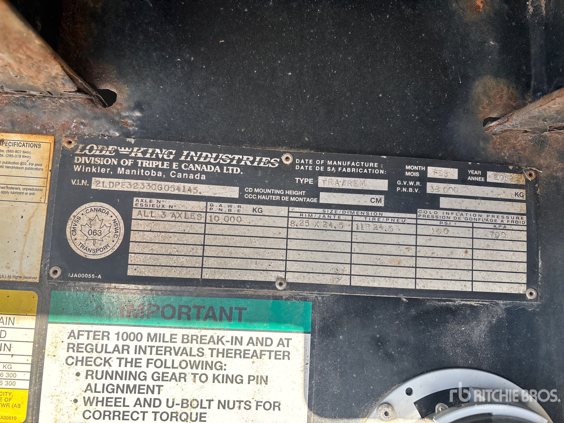 General Appearance with Serial Number / VIN