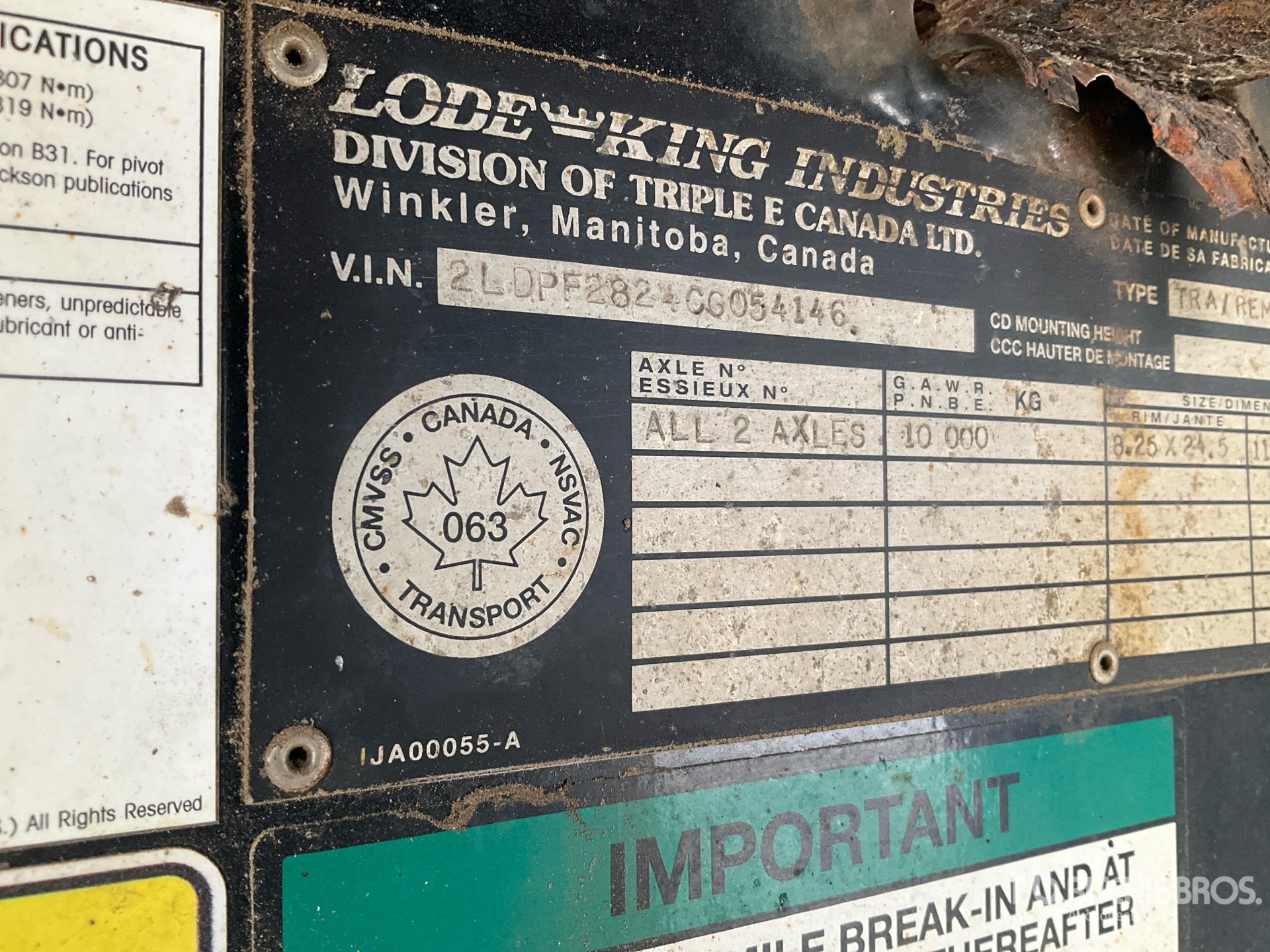 General Appearance with Serial Number / VIN