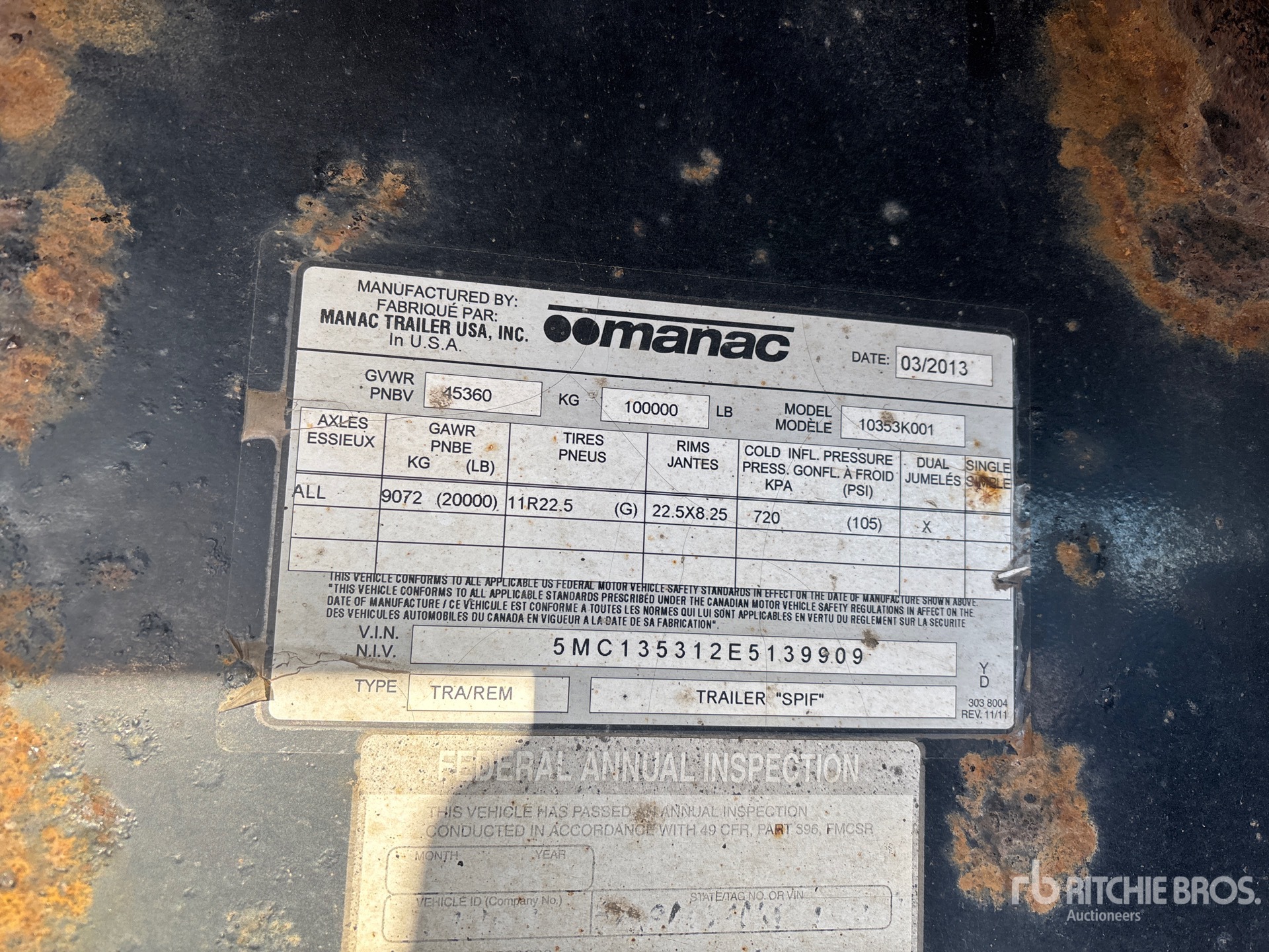 General Appearance with Serial Number / VIN