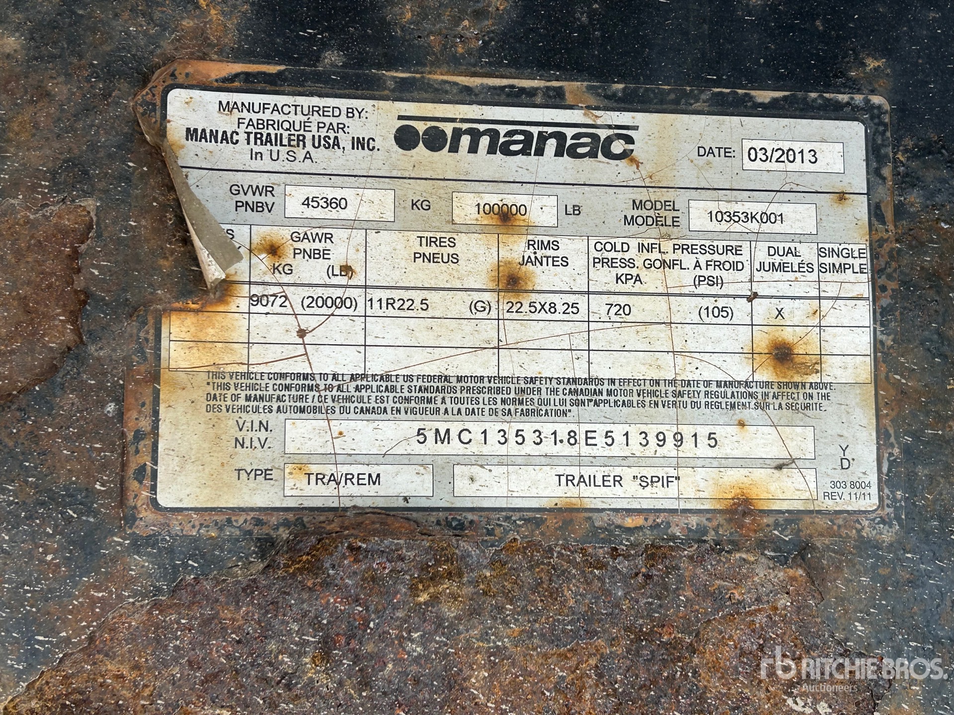 General Appearance with Serial Number / VIN