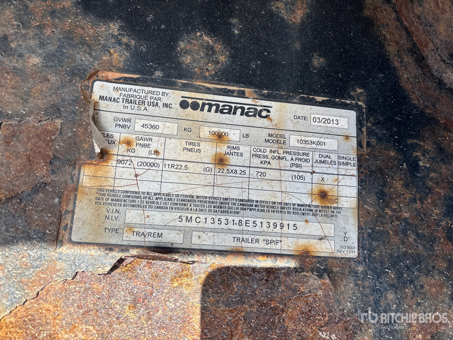 General Appearance with Serial Number / VIN