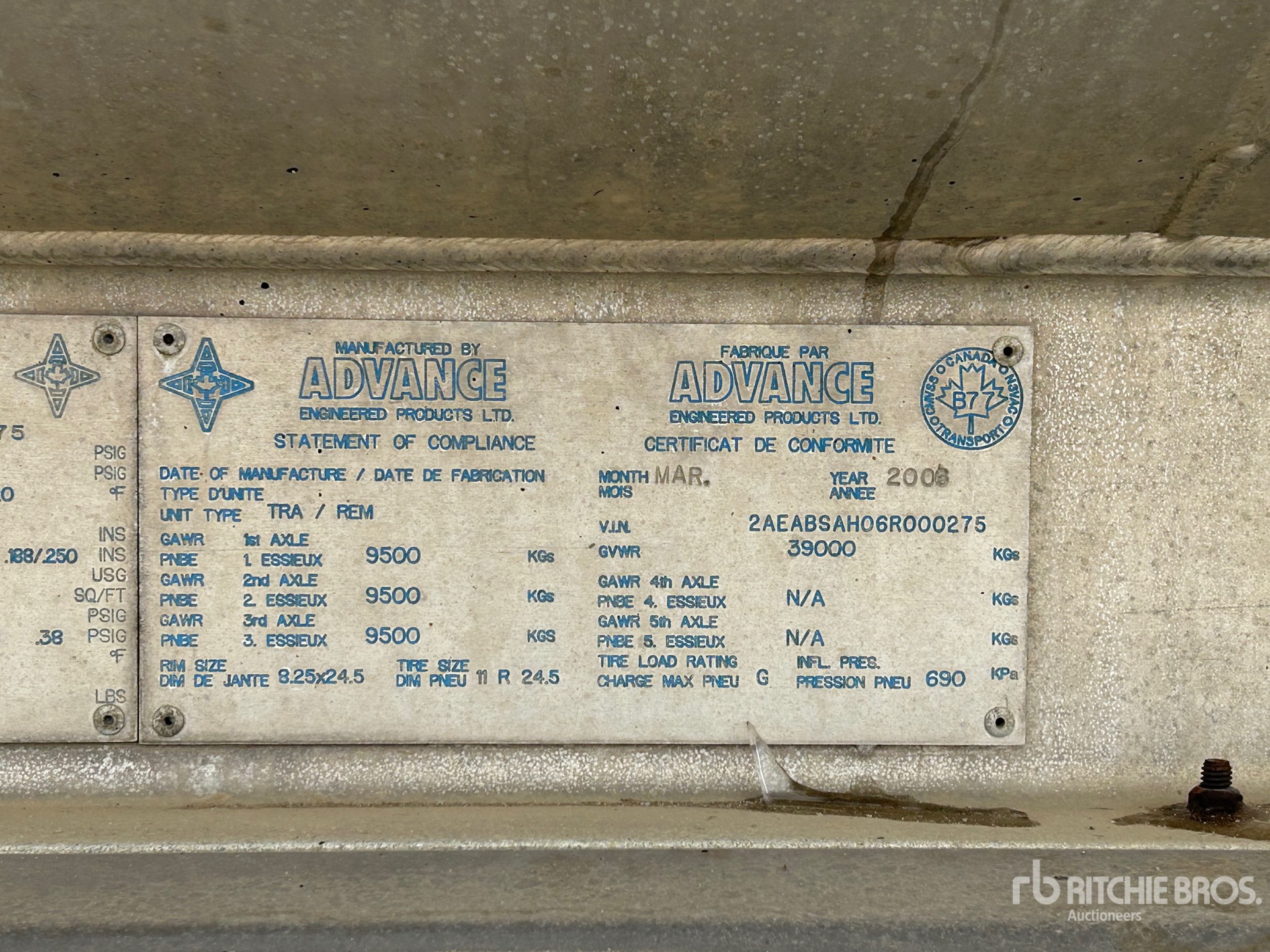 General Appearance with Serial Number / VIN