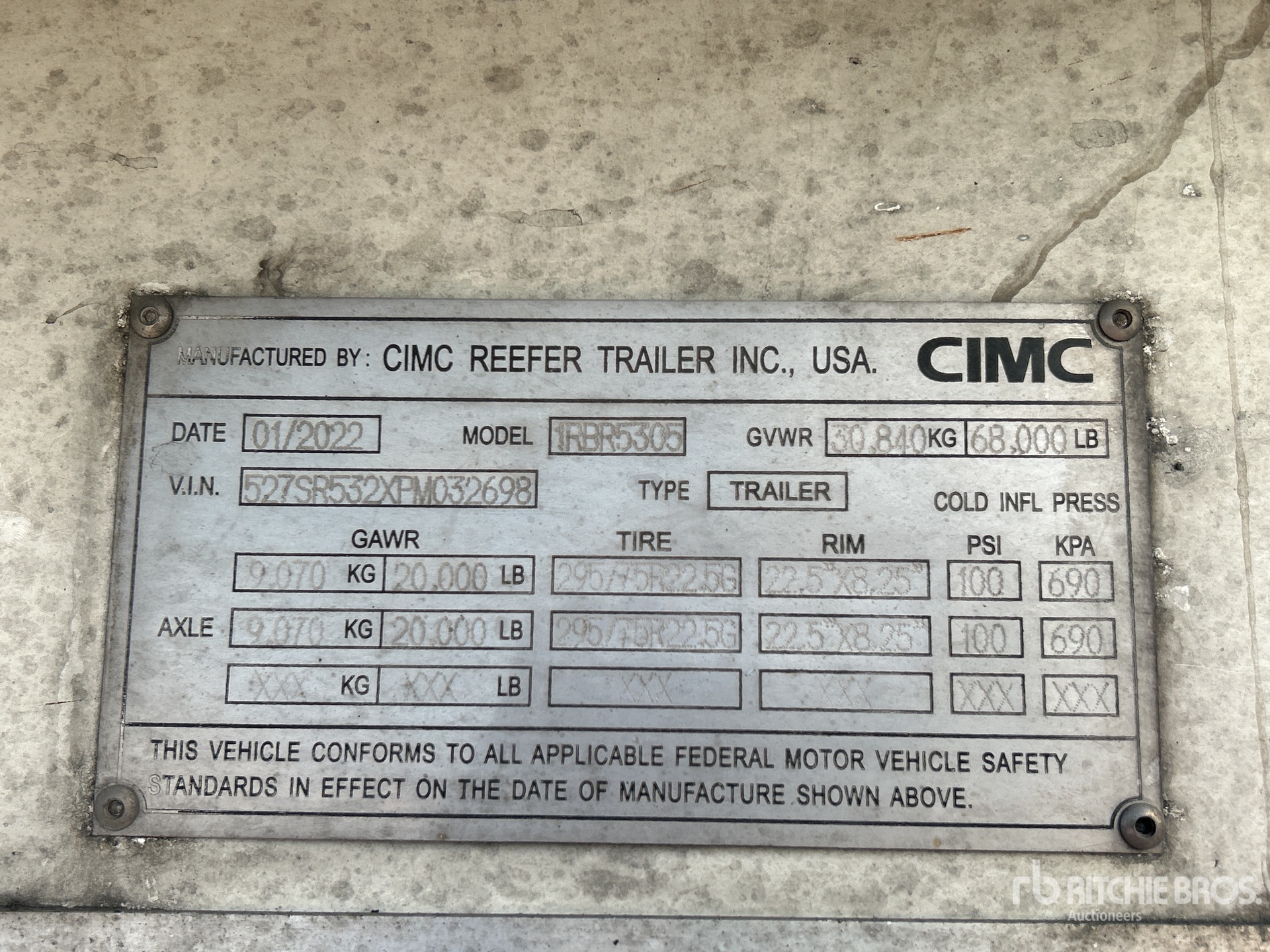 General Appearance with Serial Number / VIN