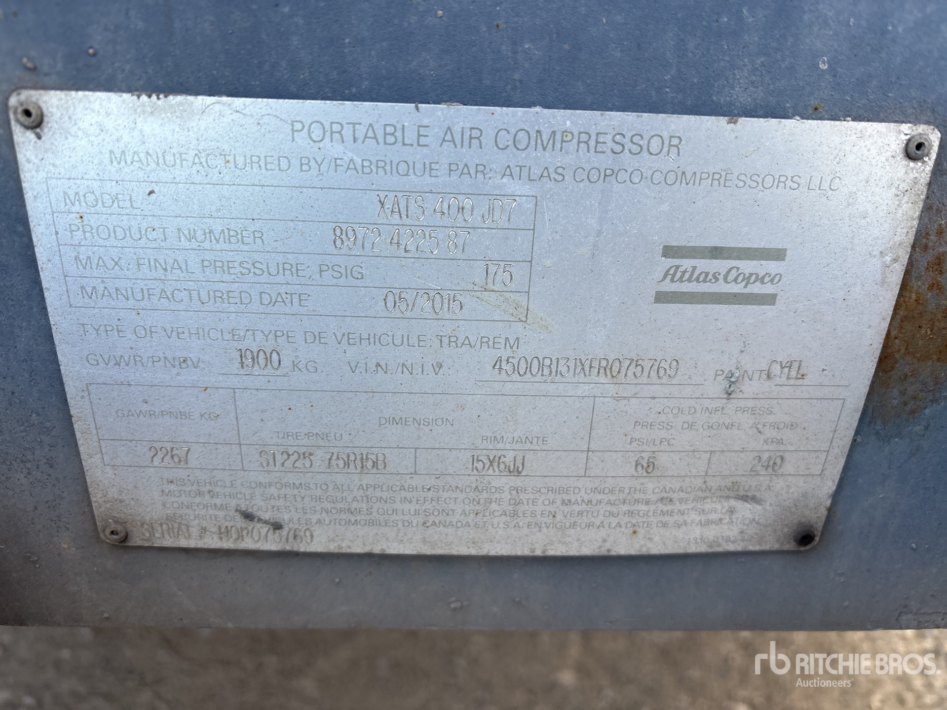 General Appearance with Serial Number / VIN