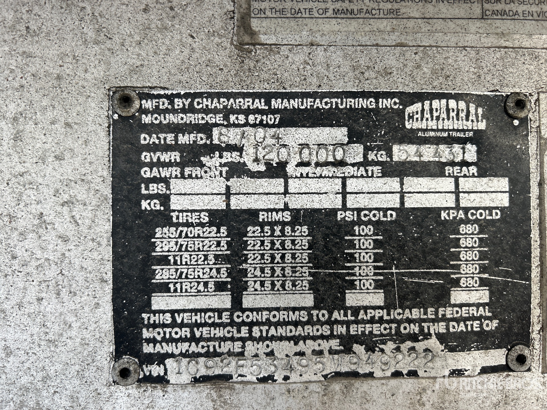 General Appearance with Serial Number / VIN