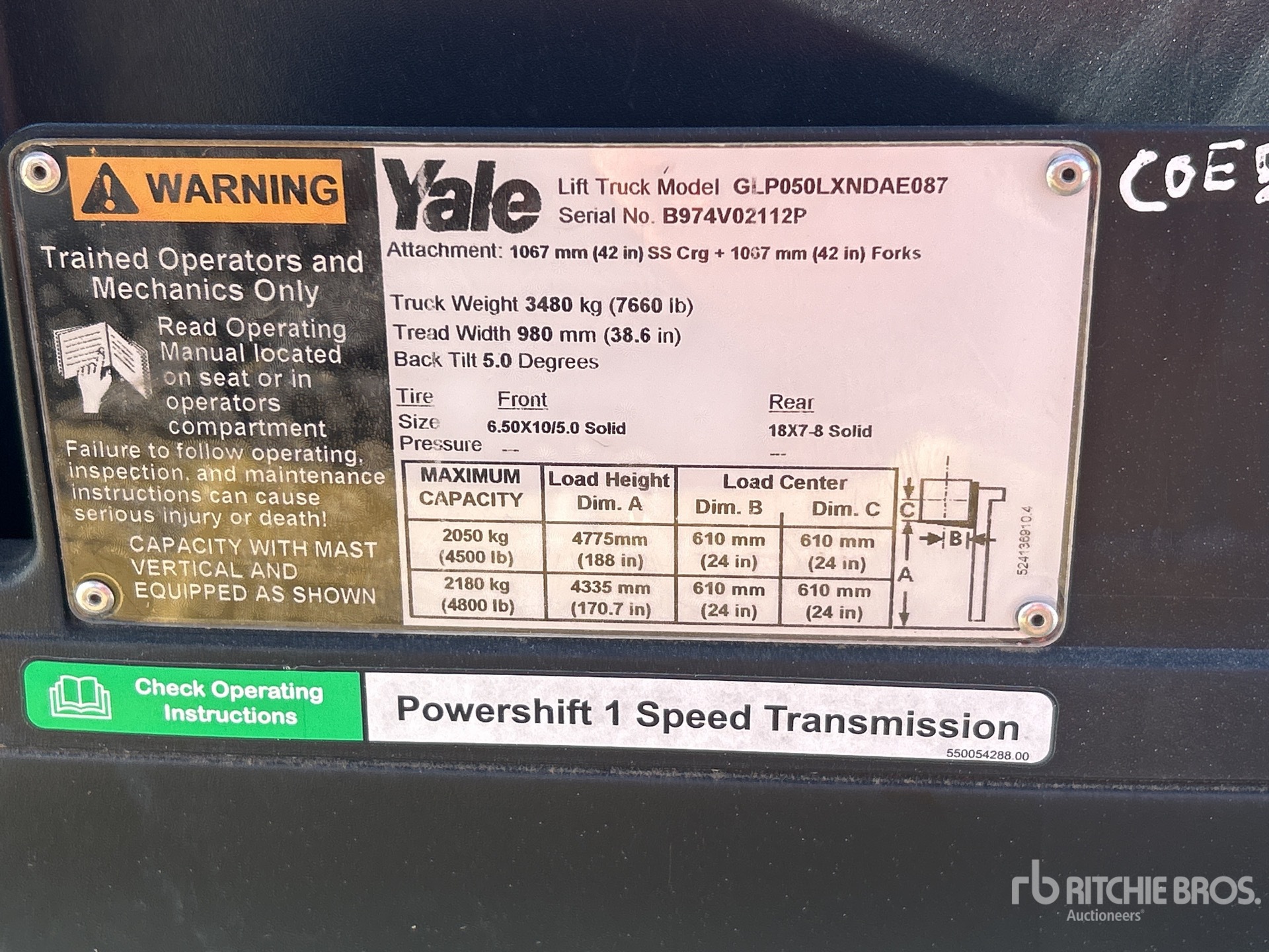 General Appearance with Serial Number / VIN