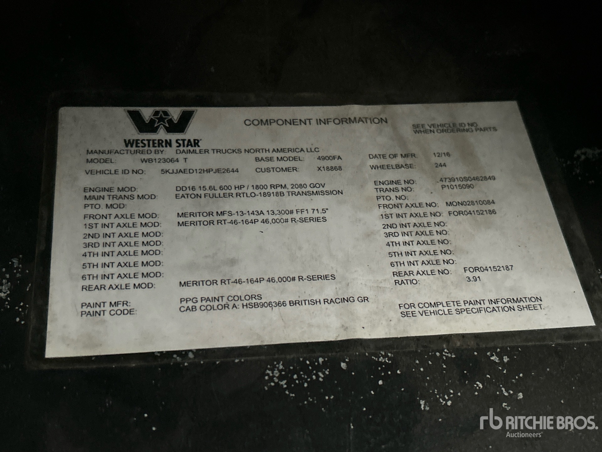 General Appearance with Serial Number / VIN