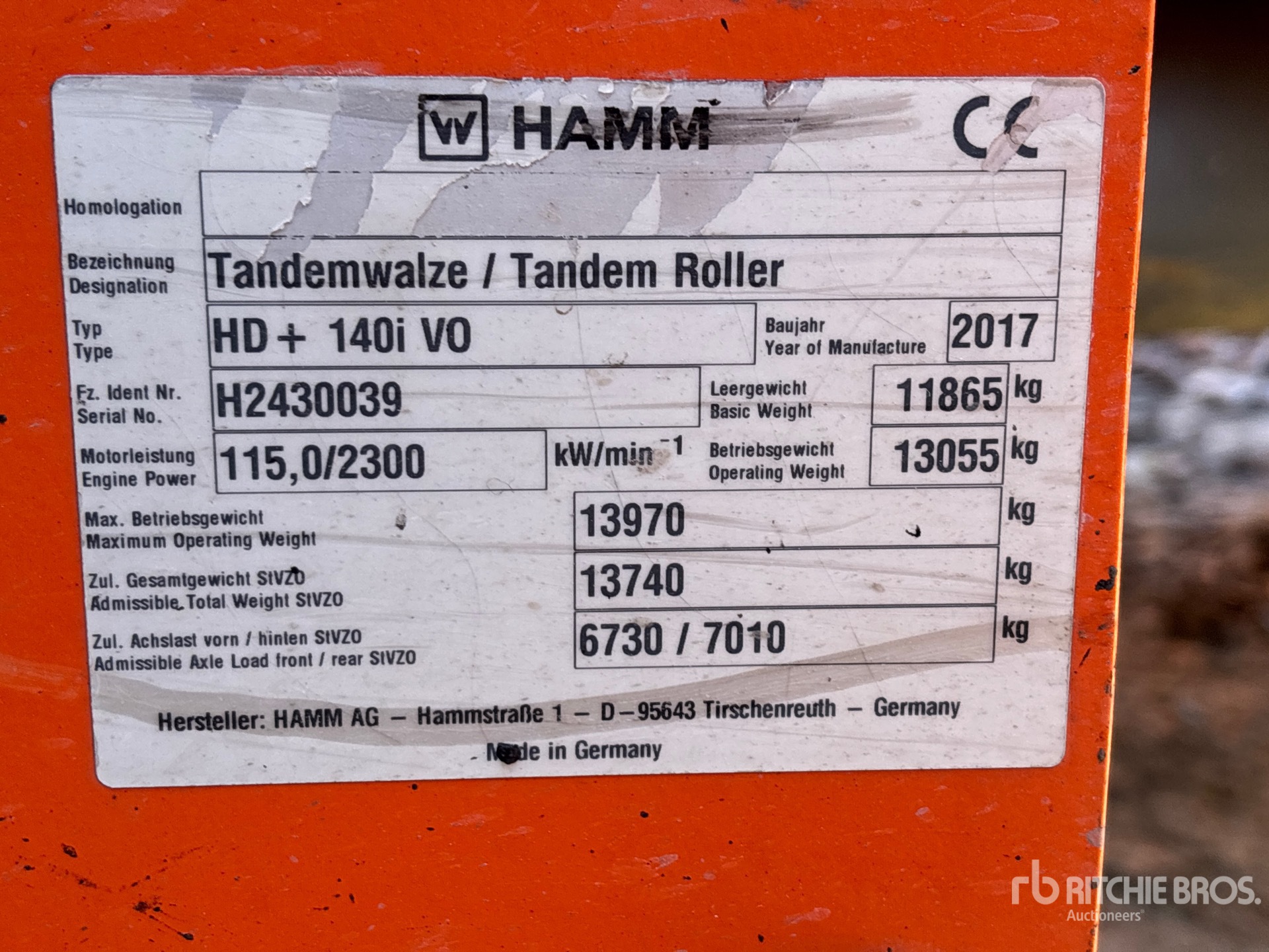 General Appearance with Serial Number / VIN